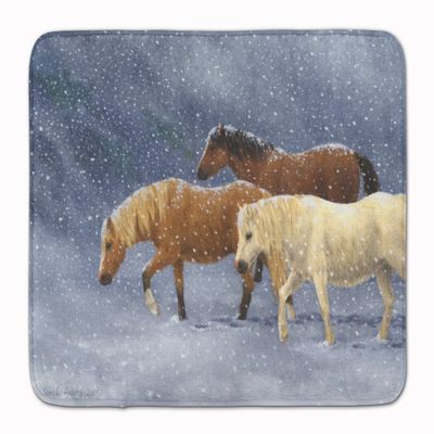 Caroline's Treasures ASA2197RUG Seeking Shelter Horses Machine Washable Memory Foam Mat, Bathroom Rug, Non-Slip Bath Mat, Durable Thick Washable Rugs for Kitchen, Bathroom Quick Dry, Decorative Artwor