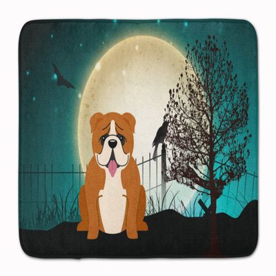 Caroline's Treasures BB2310RUG Halloween Scary English Bulldog Red White Machine Washable Memory Foam Mat, Bathroom Rug, Non-Slip Bath Mat, Durable Thick Washable Rugs for Kitchen, Bathroom Quick Dry