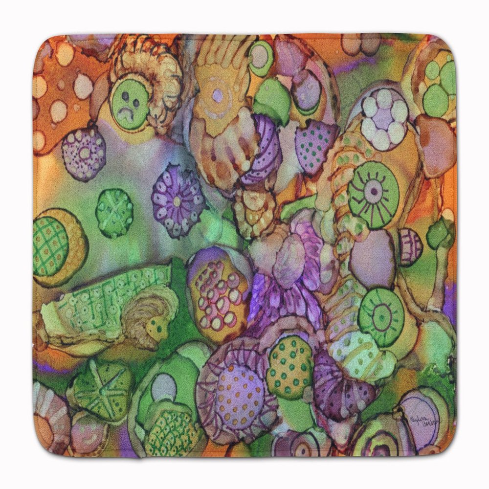 Caroline's Treasures 8971RUG Abstract in Purple Green and Orange Machine Washable Memory Foam Mat, Bathroom Rug, Non-Slip Bath Mat, Durable Thick Washable Rugs for Kitchen, Bathroom Quick Dry, Decorat