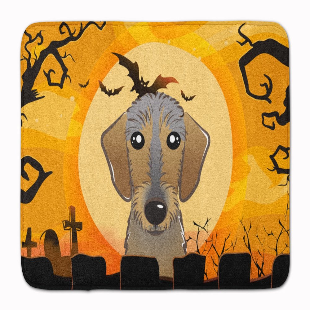 Caroline's Treasures BB1791RUG Halloween Wirehaired Dachshund Machine Washable Memory Foam Mat, Bathroom Rug, Non-Slip Bath Mat, Durable Thick Washable Rugs for Kitchen, Bathroom Quick Dry, Decorative