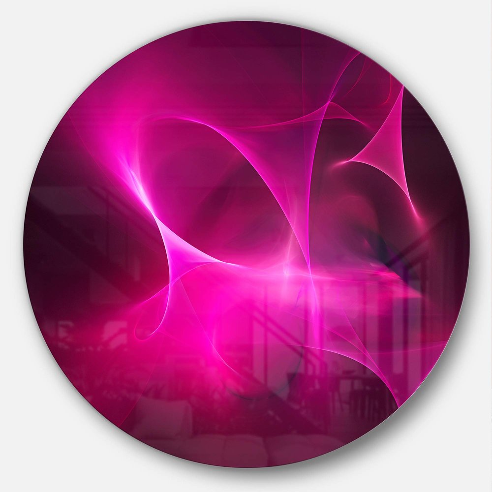 Designart Magenta Fractal Desktop Wallpaper Abstract Digital Art Metal Artwork-Disc of 23 inch, 23'' H x 23'' W x 1'' D 1P, Pink/Brown