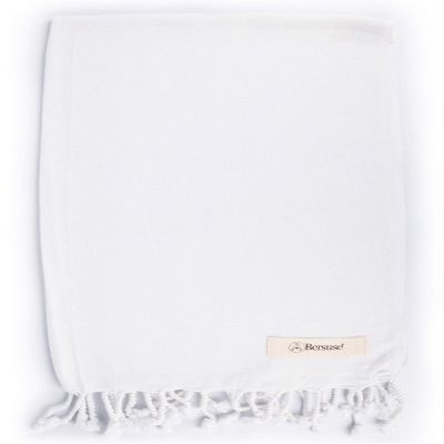 Bersuse 100% Cotton Laodicea Bathroom Hand Towels - Turkish Towels, Absorbent Soft Gentle Quick-Drying Cotton - Hair, Face, Hand, Kitchen Tea Towel - 23x43 Inches, White (Set of 12)