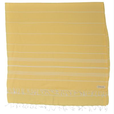 Bersuse Towels Anatolia XL Beach Blanket Throw Blanket Turkish Towel 100% Cotton Extra-Large Quick-Dry Lightweight Premium Peshtemal Towel - 61x82 Inches, Yellow (Set of 3)