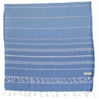 Bersuse Towels Anatolia XL Beach Blanket Throw Blanket Turkish Towel 100% Cotton Extra-Large Quick-Dry Lightweight Premium Peshtemal Towel - 61x82 Inches, Grey Blue (Set of 3)