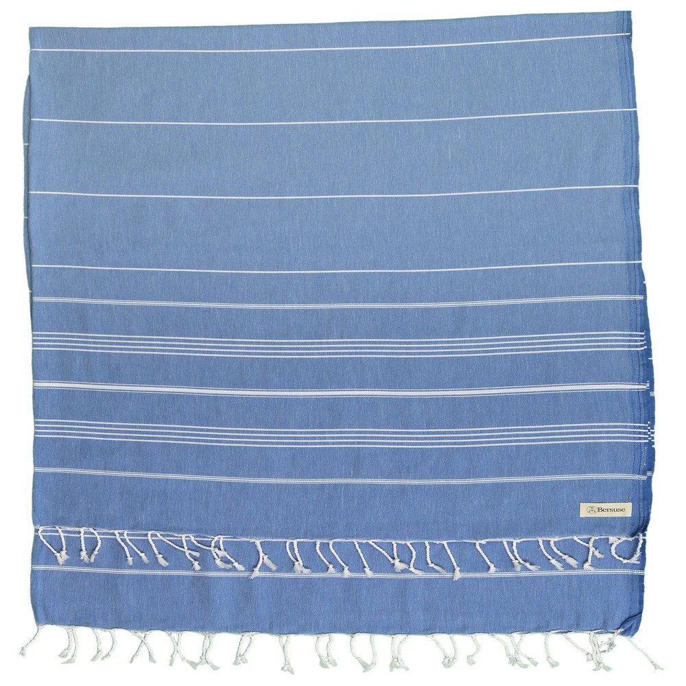 Bersuse Towels Anatolia XL Beach Blanket Throw Blanket Turkish Towel 100% Cotton Extra-Large Quick-Dry Lightweight Premium Peshtemal Towel - 61x82 Inches, Grey Blue (Set of 3)