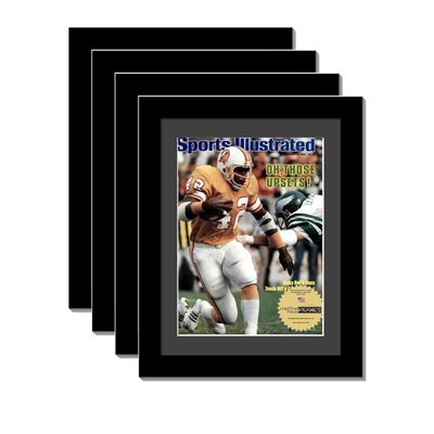 Creative Picture Frames 8" x 10.75" Sports Illustrated Magazine Display Frame, Suitable for 1981-1990 Collector's Edition Sports Magazines with Wall Mount & Easel, Black Mat, Pack of 4