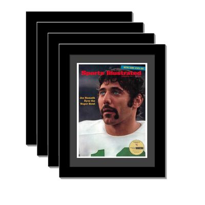 Creative Picture Frames 8.25" x 11" Sports Illustrated Magazine Display Frame, Suitable for Up to 1970 Collector's Edition Sports Magazines with Wall Mount & Easel, Black Mat, Pack of 4