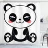 Ambesonne Anime Shower Curtain, Cartoon Smiling Panda Fun Animal Theme Japanese Manga Teen Art Print, Cloth Fabric Bathroom Decor Set with Hooks, 69" W x 75" L, White Grey view 1