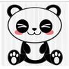 Ambesonne Anime Shower Curtain, Cartoon Smiling Panda Fun Animal Theme Japanese Manga Teen Art Print, Cloth Fabric Bathroom Decor Set with Hooks, 69" W x 75" L, White Grey view 2