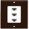 RiteAV Decorative 1 Gang 3 Port Cat5e Ethernet Wall Plate - Brown/White view 1