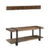 Alaterre Furniture Modesto 48-Inch Solid Wood and Metal Storage Bench with Coat Hooks, Fully-Assembled Wall-Mount Entryway Organizer with 8 Hooks, Vintage Finish, Durable Solid Wood Construction view 1