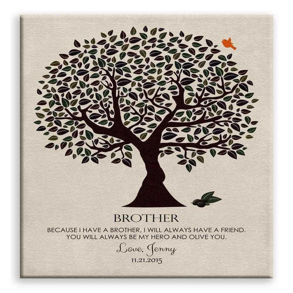 11x14 Mounted Canvas Art Print - Personalized Gift for Brother from Sister Olive You Hero Tree Wedding Day Gift - With Gift Wrapping LTC-C1162
