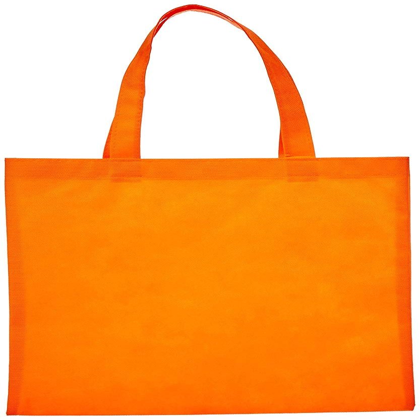 Reusable Convention - Conference Tote Bags Non Woven Bright Colors for Promotions, Orange, Set of 100