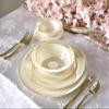 " OCCASIONS " 120 Plates Pack, Heavyweight Disposable Wedding Party Plastic Plates (6.25'' Dessert/Bread Plate, Lace in Ivory & Gold) view 2
