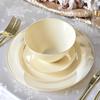 " OCCASIONS " 120 Plates Pack, Heavyweight Disposable Wedding Party Plastic Plates (6.25'' Dessert/Bread Plate, Lace in Ivory & Gold) view 3