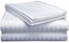 LaxLinen 100% Egyptian Cotton 4 PCs Bed Sheet Set (+24 Inch) Extra Deep Pocket Queen Sofa, White Stripe 600 Thread Count view 1