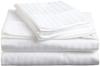 LaxLinen 100% Egyptian Cotton 4 PCs Bed Sheet Set (+24 Inch) Extra Deep Pocket Queen Sofa, White Stripe 600 Thread Count view 2
