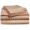 LaxLinen 100% Egyptian Cotton 4 PCs Bed Sheet Set (+24 Inch) Extra Deep Pocket California/King-Cal King, Beige Stripe 600 Thread Count view 2