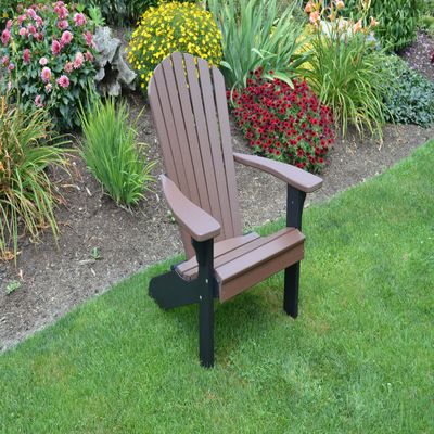 A & L Furniture Poly Fanback Adirondack Chair with Black Frame, Tudor Brown