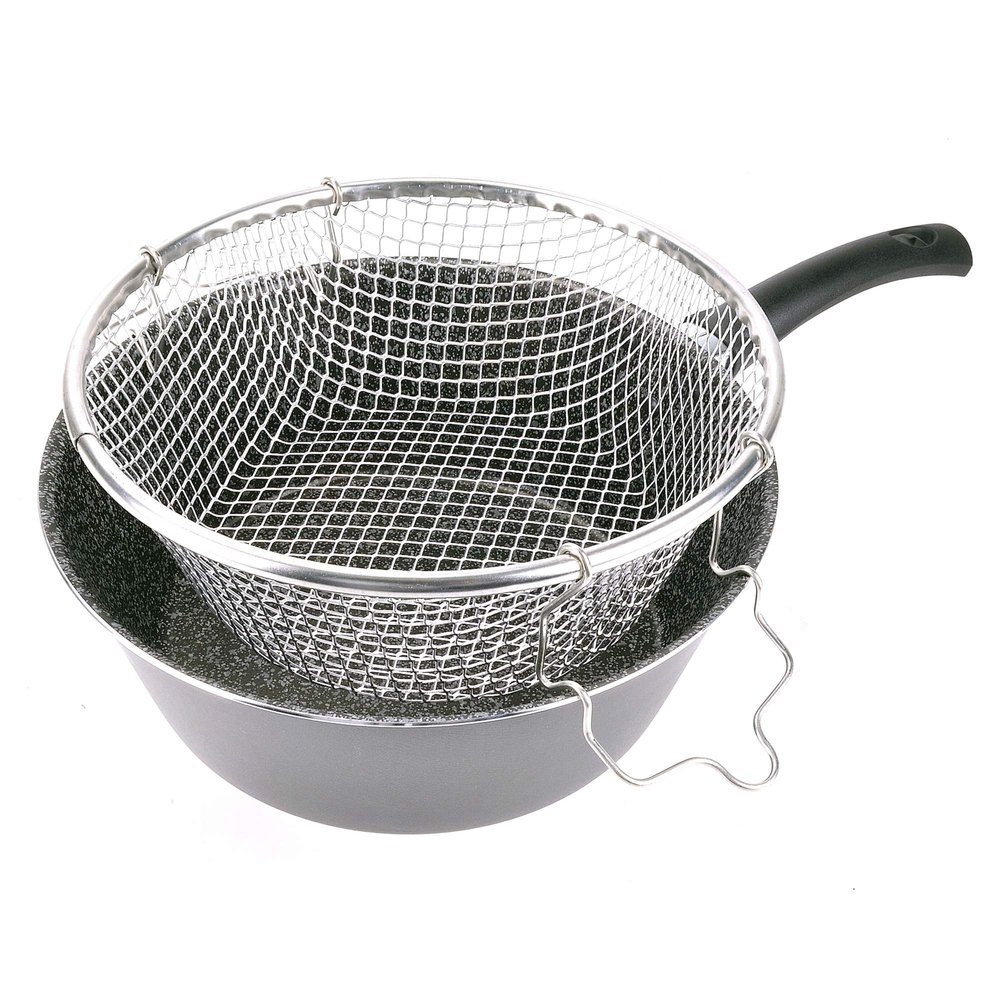 ALLUFLON Tradition Italy Fryer with Basket, Aluminium, Black, 24 cm