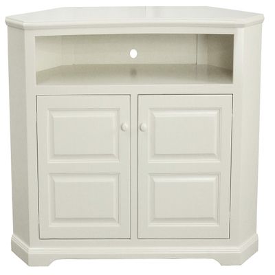 American Heartland Poplar Tall Curve Corner TV Stand in Soft White