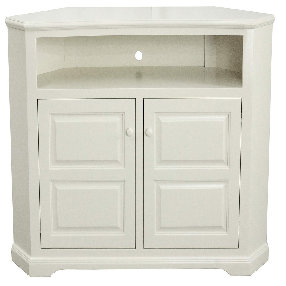 American Heartland Poplar Tall Curve Corner TV Stand in Soft White