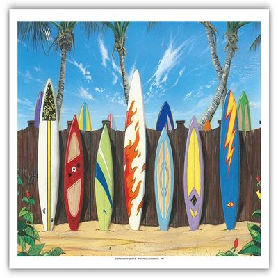 Back to Back Champions - Surfboards Art - From an Original Color Painting by Scott Westmoreland - Master Art Print (Unframed) 12in x 18in