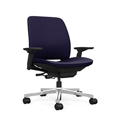 Steelcase Amia Task Chair: Black Frame/Polished Aluminum Base - Armless - Hard Floor Casters