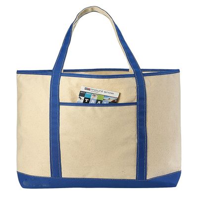 Deluxe Canvas Tote Bag Beach Bag, 22" x 16" Heavy duty Boat Bag Shopping Tote (PACK OF 4, Royal)