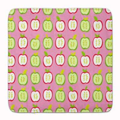 Caroline's Treasures BB5141RUG Apples on Pink Machine Washable Memory Foam Mat, Bathroom Rug, Non-Slip Bath Mat, Durable Thick Washable Rugs for Kitchen, Bathroom Quick Dry, Decorative Artwork,