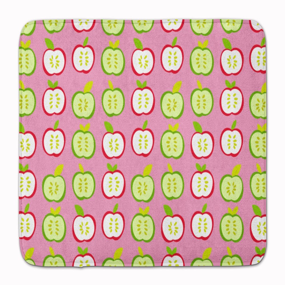 Caroline's Treasures BB5141RUG Apples on Pink Machine Washable Memory Foam Mat, Bathroom Rug, Non-Slip Bath Mat, Durable Thick Washable Rugs for Kitchen, Bathroom Quick Dry, Decorative Artwork,
