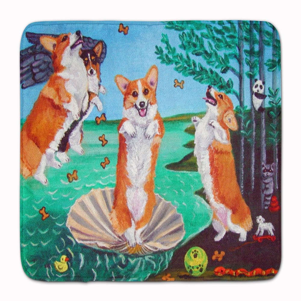 Caroline's Treasures 7319RUG Corgi Birth of Venus Machine Washable Memory Foam Mat, Bathroom Rug, Non-Slip Bath Mat, Durable Thick Washable Rugs for Kitchen, Bathroom Quick Dry, Decorative Artwork,