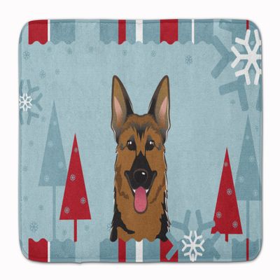 Caroline's Treasures BB1707RUG Winter Holiday German Shepherd Machine Washable Memory Foam Mat, Bathroom Rug, Non-Slip Bath Mat, Durable Thick Washable Rugs for Kitchen, Bathroom Quick Dry, Decorative