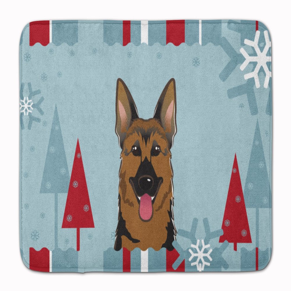 Caroline's Treasures BB1707RUG Winter Holiday German Shepherd Machine Washable Memory Foam Mat, Bathroom Rug, Non-Slip Bath Mat, Durable Thick Washable Rugs for Kitchen, Bathroom Quick Dry, Decorative