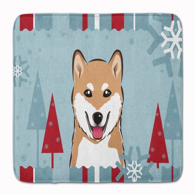 Caroline's Treasures BB1721RUG Winter Holiday Shiba Inu Machine Washable Memory Foam Mat, Bathroom Rug, Non-Slip Bath Mat, Durable Thick Washable Rugs for Kitchen, Bathroom Quick Dry, Decorative Artwo