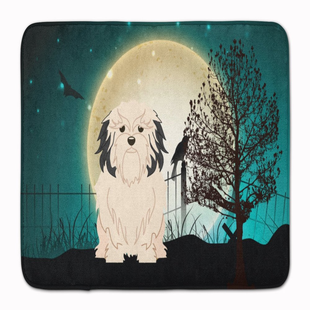 Caroline's Treasures BB2209RUG Halloween Scary Lowchen Machine Washable Memory Foam Mat, Bathroom Rug, Non-Slip Bath Mat, Durable Thick Washable Rugs for Kitchen, Bathroom Quick Dry, Decorative Artwor