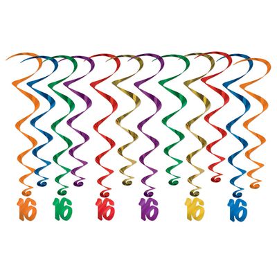 Multicolor"16" Hanging Swirls (12 Pcs) - 1 Pack