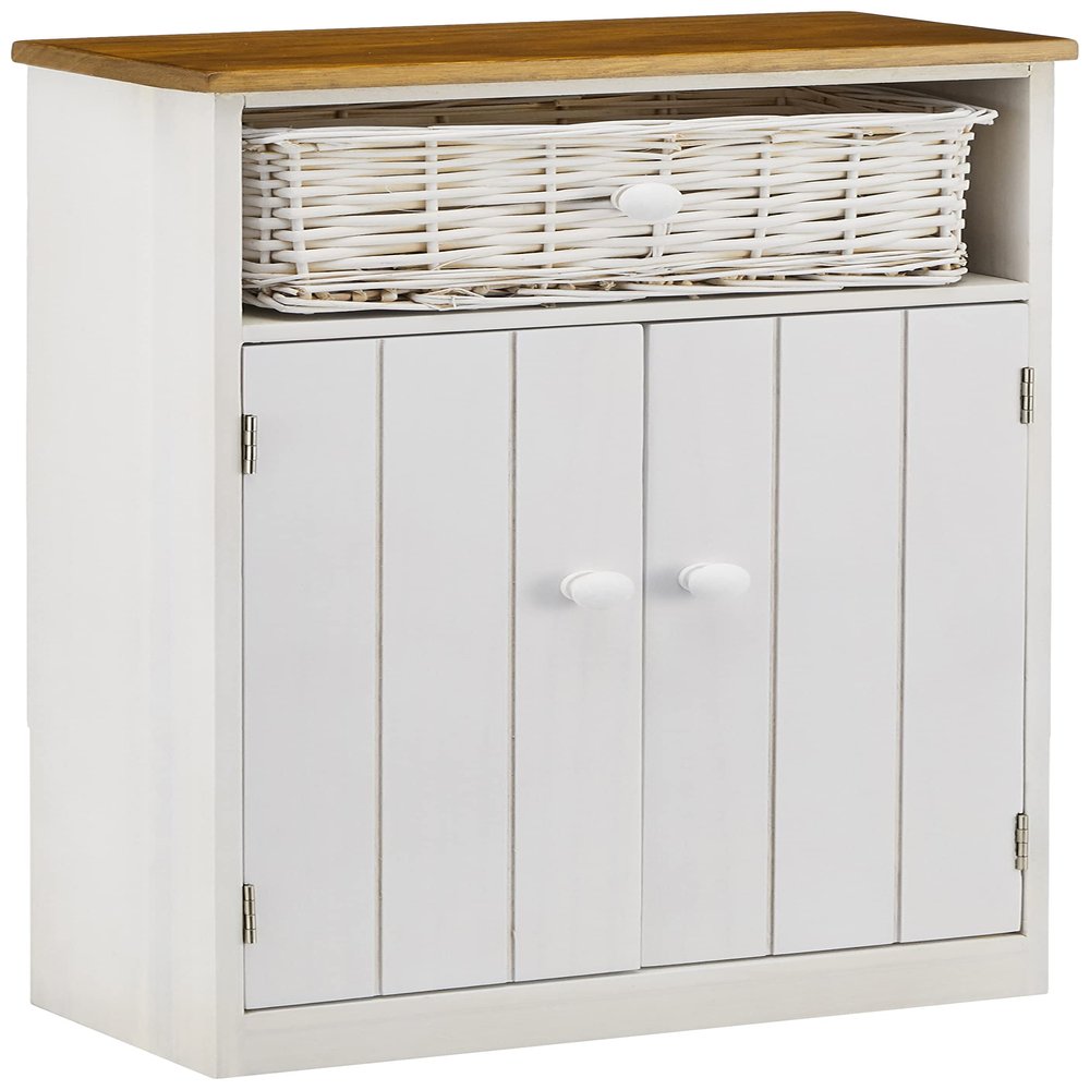Hagiwara MTR-6438 Toilet Rack, Toilet Storage Shelf, Finished Product, Basket Included, Middle, Open Door, White