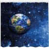 Ambesonne Space Shower Curtain, Outer View of Planet Earth in Solar System with Stars Life on Globe Themed Image, Cloth Fabric Bathroom Decor Set with Hooks, 69" W x 70" L, Blue Green view 2