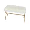 Deco 79 Metal Home Bench Entryway Bench with White Faux Fur Top, 42" x 17" x 20", Gold view 4