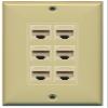 RiteAV Decorative 1 Gang 6 Port Cat5e Ethernet Wall Plate - Ivory/Ivory view 1