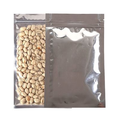 100PCS Clear/Silver Metallic Mylar Foil Flat QuickQlick Zip Top Bags 12x18cm (4.7x7.1")