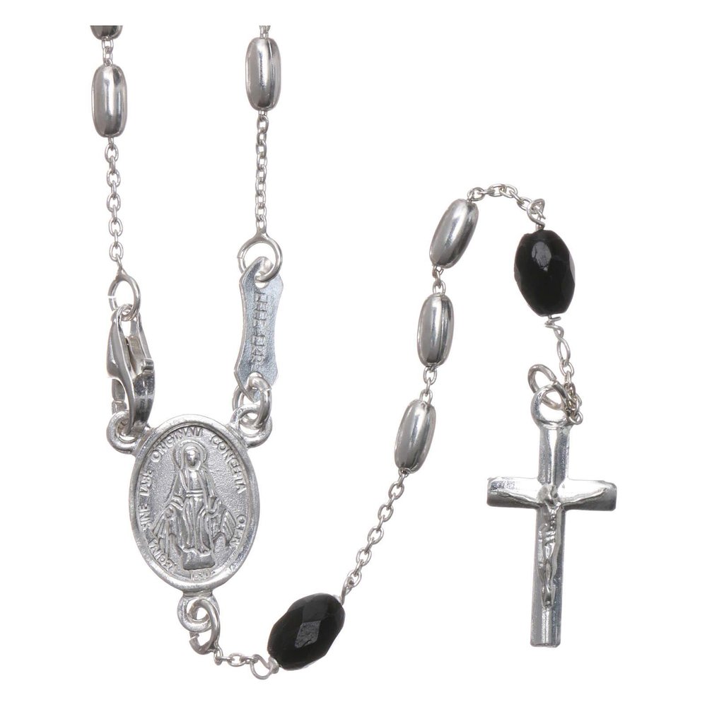 Holyart Rosary in 925 Silver and Oval Crystal Grains Measuring 4mm