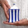 City to Cottage Handmade Small 5.3oz/150ml Ceramic Kitchen Herb, Spice, Storage Jar with Lid, Pottery Canister, Housewarming Gift (Navy Blue Stripe Coastal) view 1