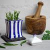City to Cottage Handmade Small 5.3oz/150ml Ceramic Kitchen Herb, Spice, Storage Jar with Lid, Pottery Canister, Housewarming Gift (Navy Blue Stripe Coastal) view 4