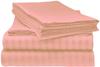LaxLinen 100% Egyptian Cotton 4 PCs Bed Sheet Set (+24 Inch) Extra Deep Pocket California/King-Cal King, Peach Stripe 600 Thread Count view 1