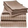 LaxLinen 100% Egyptian Cotton 4 PCs Bed Sheet Set (+24 Inch) Extra Deep Pocket Super/Olympic Queen, Taupe Stripe 600 Thread Count view 1