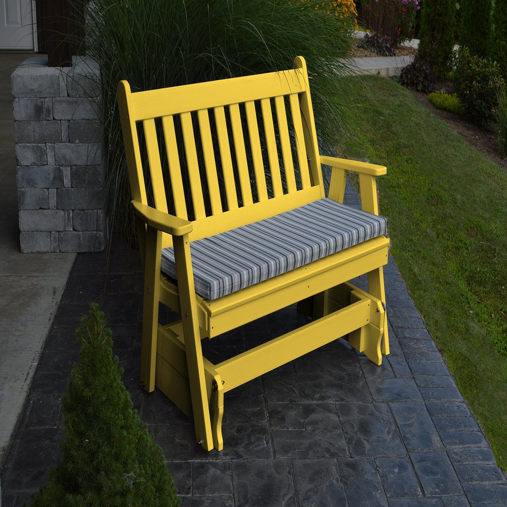 A & L Furniture Poly Traditional English Glider Bench, 5', Lemon Yellow
