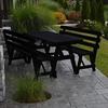 A & L Furniture Yellow Pine Traditional Picnic Table with 2 Backed Benches and 2" Umbrella Hole, 4', Olive Gray view 1