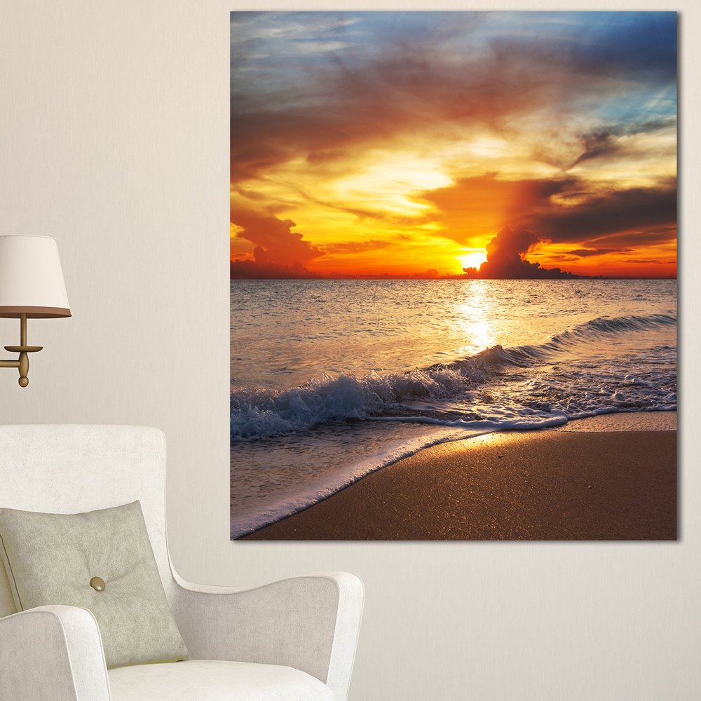 Designart MT12767-12-28 Metal Wall Art 12x28, Yellow